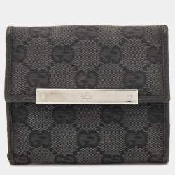 Gucci Black GG Canvas and Leather Flap Compact Wallet