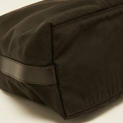 Pre Owned Gucci Dark Brown Nylon and Leather Hobo