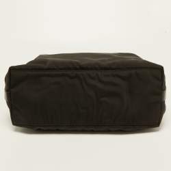 Pre Owned Gucci Dark Brown Nylon and Leather Hobo