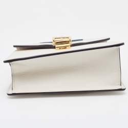 Pre Owned Gucci White Leather Mini Web Sylvie Top Handle Bag