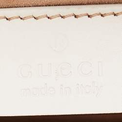 Pre Owned Gucci White Leather Mini Web Sylvie Top Handle Bag