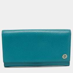Gucci Blue Leather Flap Continental Wallet