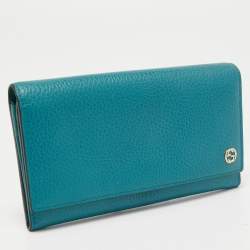 Gucci Blue Leather Flap Continental Wallet