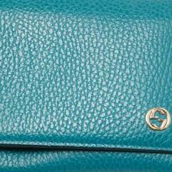 Gucci Blue Leather Flap Continental Wallet