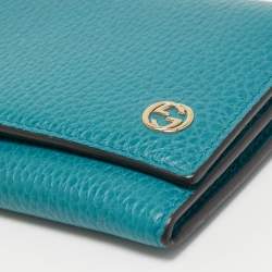 Gucci Blue Leather Flap Continental Wallet