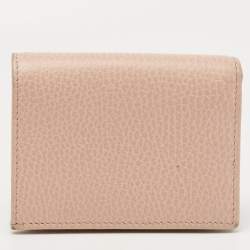 Gucci Light Pink Leather Butterfly Embellished Flap Card Case 