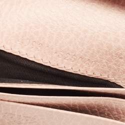 Gucci Light Pink Leather Butterfly Embellished Flap Card Case 