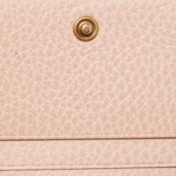 Gucci Light Pink Leather Butterfly Embellished Flap Card Case 