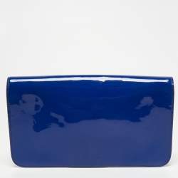 Pre Owned Gucci Royal Blue Patent Leather Bright Bit Clutch