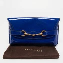 Pre Owned Gucci Royal Blue Patent Leather Bright Bit Clutch