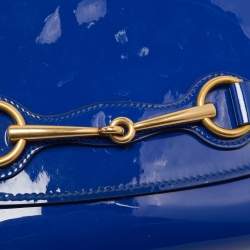 Pre Owned Gucci Royal Blue Patent Leather Bright Bit Clutch