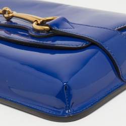 Pre Owned Gucci Royal Blue Patent Leather Bright Bit Clutch