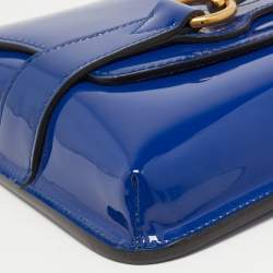 Pre Owned Gucci Royal Blue Patent Leather Bright Bit Clutch
