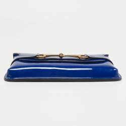 Pre Owned Gucci Royal Blue Patent Leather Bright Bit Clutch