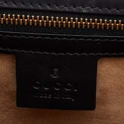 Pre Owned Gucci Black Leather Small Web Sylvie Flap Shoulder Bag