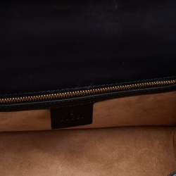 Pre Owned Gucci Black Leather Small Web Sylvie Flap Shoulder Bag