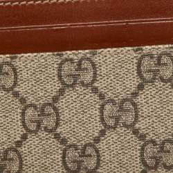 Gucci Beige/Tan GG Supreme Canvas and Leather Card Holder  