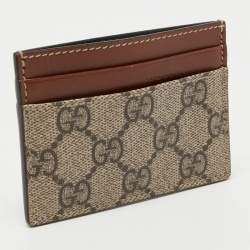Gucci Beige/Tan GG Supreme Canvas and Leather Card Holder  