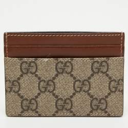 Gucci Beige/Tan GG Supreme Canvas and Leather Card Holder  