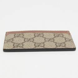 Gucci Beige/Tan GG Supreme Canvas and Leather Card Holder  
