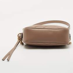 Gucci Beige Matelassé Leather Mini GG Marmont Camera Bag