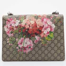 Pre Owned Gucci Multicolor GG Supreme Canvas and Suede Blooms Medium Dionysus Shoulder Bag