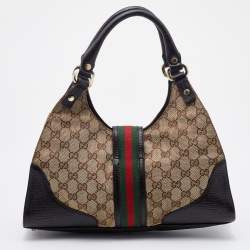 Pre Owned Gucci Beige/Brown GG Canvas and Leather Junco Shoulder Bag
