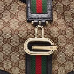 Pre Owned Gucci Beige/Brown GG Canvas and Leather Junco Shoulder Bag