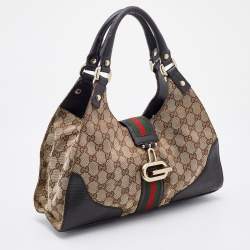 Pre Owned Gucci Beige/Brown GG Canvas and Leather Junco Shoulder Bag