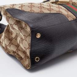 Pre Owned Gucci Beige/Brown GG Canvas and Leather Junco Shoulder Bag