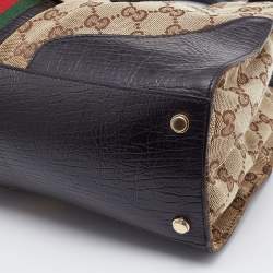 Pre Owned Gucci Beige/Brown GG Canvas and Leather Junco Shoulder Bag