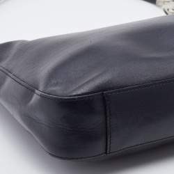 Pre Owned Gucci Black Leather Rope Handle Hobo