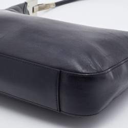 Pre Owned Gucci Black Leather Rope Handle Hobo