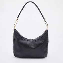 Pre Owned Gucci Black Leather Rope Handle Hobo