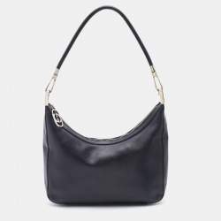 Pre Owned Gucci Black Leather Rope Handle Hobo