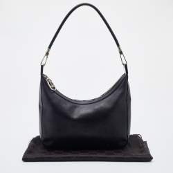 Pre Owned Gucci Black Leather Rope Handle Hobo