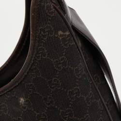Pre Owned Gucci Brown GG Canvas and Leather Hobo