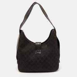 Pre Owned Gucci Brown GG Canvas and Leather Hobo