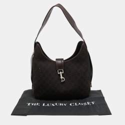 Pre Owned Gucci Brown GG Canvas and Leather Hobo