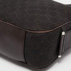 Pre Owned Gucci Brown GG Canvas and Leather Hobo