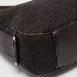 Pre Owned Gucci Brown GG Canvas and Leather Hobo