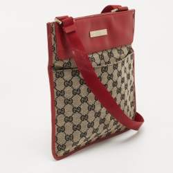 Gucci Beige/Red GG Canvas and Leather Messenger Bag