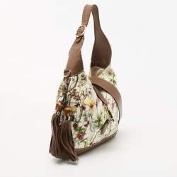 Pre Owned Gucci Multicolor Floral Print Canvas and Leather Medium New Jackie Hobo