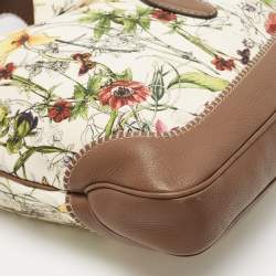 Pre Owned Gucci Multicolor Floral Print Canvas and Leather Medium New Jackie Hobo