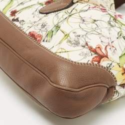 Pre Owned Gucci Multicolor Floral Print Canvas and Leather Medium New Jackie Hobo