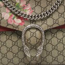 Pre Owned Gucci Beige/Maroon GG Supreme Blooms Print Canvas and Suede Medium Dionysus Shoulder Bag