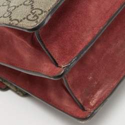 Pre Owned Gucci Beige/Maroon GG Supreme Blooms Print Canvas and Suede Medium Dionysus Shoulder Bag