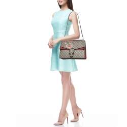 Pre Owned Gucci Beige/Maroon GG Supreme Blooms Print Canvas and Suede Medium Dionysus Shoulder Bag