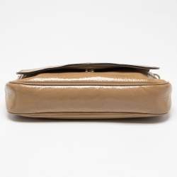 Pre Owned Gucci Beige Patent Leather Soho Flap Shoulder Bag
