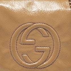 Pre Owned Gucci Beige Patent Leather Soho Flap Shoulder Bag